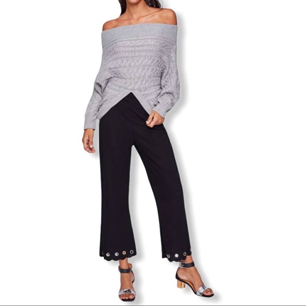 ZARA Black Grommet Scallop Hem Pants Size XS